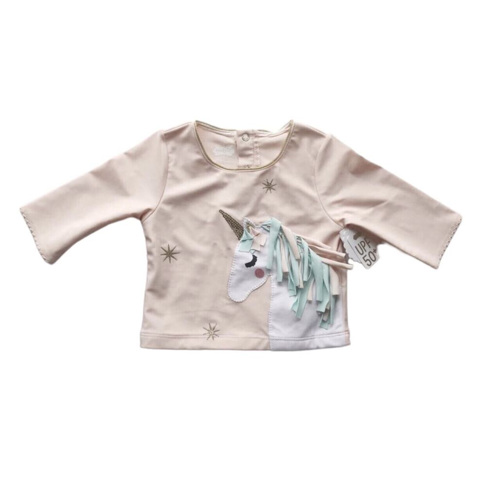 NWT Mud Pie Unicorn Appliqué Swim Rash Guard